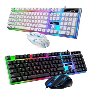 Gamer Keyboard And Mouse Combo Set RGB LED 104-Key Wired Gaming Keyboard Mouse - Picture 1 of 8