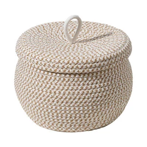 Storage Basket Round Woven Storage Basket With Lid Mini Rope Storage Basket - Picture 1 of 12