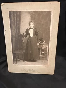 Vintage Cabinet Card Photo of Well Dressed Standing Woman, Ballston Spa, NY - Picture 1 of 4