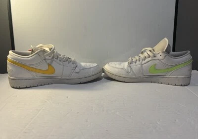 Nike Air Jordan 1 Zapatillas bajas para hombre 9 blancas neón multicolor Swoosh CW7033-100 Foto 1 de 4