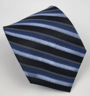 Apt. 9 Corbata de Seda Azul Negro Gris Rayas Hombre 58 x 3.25 Foto 1 de 4