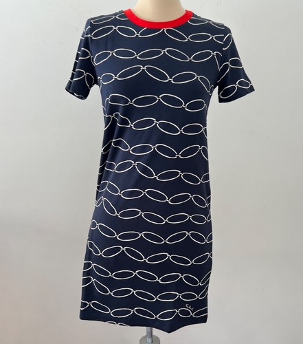 NUOVO TORY BURCH T shirt abito manica corta taglie XS M blu