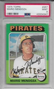 1975 TOPPS BASEBALL RC Mario Mendoza #457 PSA 9 MINT Pittsburgh Pirates - Picture 1 of 2