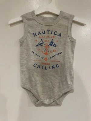Body Nautica Bebé Niños Navegación Mezcla Algodón Sin Mangas Gris Jaspeado 12 M Foto 1 de 4