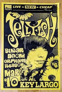 Flyer - Concierto de medusas 10 de marzo de 1991 Key Largo Portland O amarillo 8,5"x14" - Imagen 1 de 2