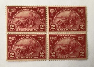 A Block United States 2 Cents 1624-1924 Postage Stamps, Scott #615 - Image 1 of 4