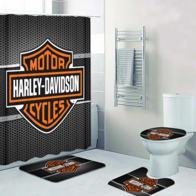 Legendary Harley Davidson grille Style Printed Shower Curtain or Bathroom Sets. - Image 1 of 3