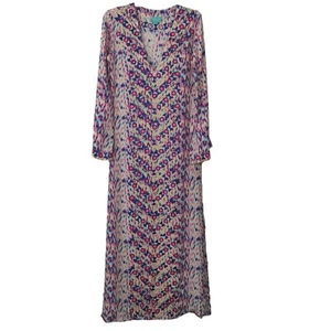 TAJ by Sabrina Crippa Maxi Dress Size Small Silk Beaded Embroidered Kaftan Tunic - Picture 1 of 7