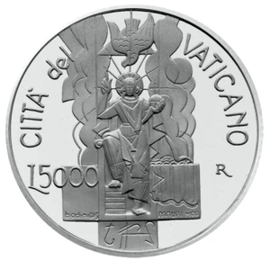 VATICANO 5000 LIRAS 2001 (Domingo de Pascua) PLATA Commem. moneda (KM# 340) Prueba - Imagen 1 de 5