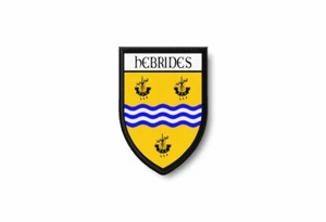 Parche estampado escudo bordado borde insignia recuerdo bandera ciudad condado hébridas - Imagen 1 de 1