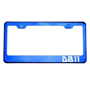 Blue Chrome License Plate Frame DB11 Laser Etched Metal Screw Cap - Imagen 1 de 8