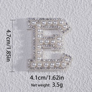 1X -Pearl-Letter-Number0Heart Patches With An AB Iridescent Rhinestone Border.