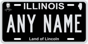 Illinois Black Silver Personalized Novelty Car Auto License Plate Any Name - Picture 1 of 3