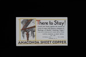 Vtg Anaconda Sheet Metal Copper Ink Blotter Albany NY Capital Roofing #2 Trade - Picture 1 of 6