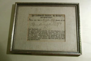 ORIGINAL ! von 1782 Historisches Dokument Handwerk Urkunde + Holzrahmen antik - Bild 1 von 2