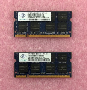 2 X 1GB NANYA DDR2-667 PC2-5300S MEMORY SODIMM - NT1GT64U8HB0BN-3C - 2GB TOTAL - Picture 1 of 2