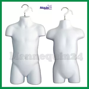 Set manichino a forma di busto bambino e bambino BIANCO con 2 appendiabiti - Foto 1 di 4