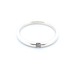 Solid 9ct White Gold Brilliant Cut Diamond Dress Ring - Size N 1/2 - Picture 1 of 5