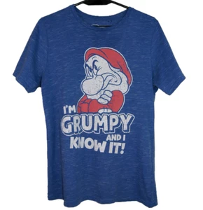 DISNEY T-Shirt Blue Vintage Look Unisex Graphic I'm GRUMPY And I Know It! Size S - Imagen 1 de 9