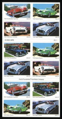 US #3935b 3931-5 3931-3935 $7.40 Sports Cars Convertible Booklet NH Pl. P1111 - Image 1 of 2