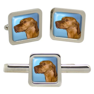 Vizsla Ungherese Quadrato Gemelli E Fermacravatta Set Di - Immagine 1 di 4