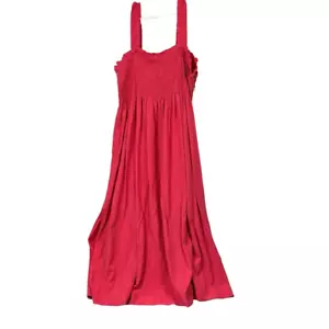 Calvin Klein Dress Womens 22W Maxi Smocked Bodice Sleeveless Ruffle Cinch Pink - Picture 1 of 9