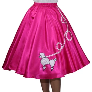 "Nueva Falda de Caniche Fuchshia Satin Años 50 Talla Adulto Cintura Pequeña 25""-32"" Largo 25" - Imagen 1 de 2