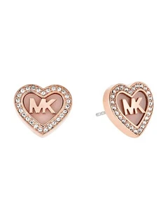 NEW MICHAEL KORS PINK ROSE GOLD TONE CRYSTAL,STUD HEART SHAPE EARRINGS MKJ5066 - Picture 1 of 1