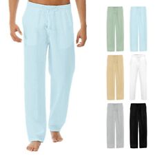 Loose Fitting Solid Color Men's Drawstring Trousers Breathable Long Pants