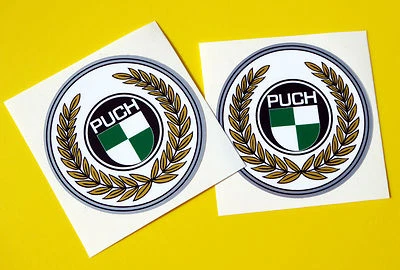 PUCH par de calcomanías de cabeza insignia estilo vintage marco de ciclo pegatinas tinta metálica - Imagen 1 de 2