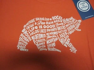 LIFE IS GOOD NEU MIT ETIKETT Bear Nature Outdoor orange SS-T-Shirt NEU Damen Large L - Bild 1 von 5