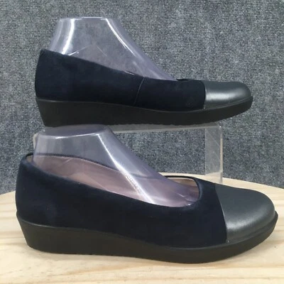 Hotter Shoes Womens 9 Angel Slip On Blue Cap Toe Comfort Casual Low Top Wedge - Image 1 of 4