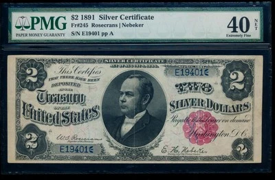 AC Fr 245 1891 $2 Silver Certificate PMG 40 NET. Windom, tough type!!! - Image 1 of 2