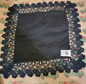 Giorgio Beverly Hills 100% Silk Scarf 12" X 12" Black Floral Scalloped Edge - Picture 1 of 4