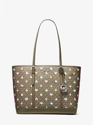 MICHAEL KORS JET SET GRANDE CREMALLERA HOMBRO BOLSO MONEDERO VEGAS POKER CORAZÓN MK OLIVA Foto 1 de 3