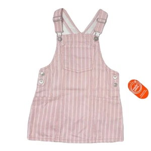 Wonder Nation Pinafore Dress Girl Toddler Size 2 T Jumper Striped Denim Pink - Bild 1 von 10