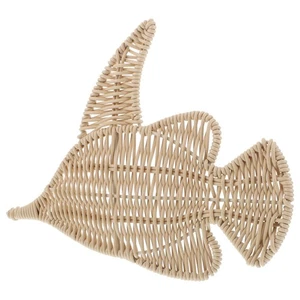  Tropical Fish Wall Decoration Faux Rattan Hanging Beach Bathroom - Picture 1 of 12