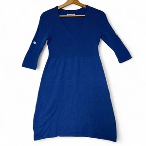 Banana Republic Sweater Dress Womens Size S Blue Wool Cashmere Blend 3/4 Sleeve - Picture 1 of 8