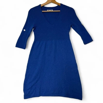 Vestido Suéter Banana Republic Para Mujer Talla S Azul Lana Mezcla Cachemira Manga 3/4 Foto 1 de 4