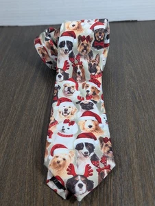 Tie Tales Novelty Neck Tie Christmas Dogs Santa Hats Holiday Lab Pug Poodle  - Picture 1 of 6