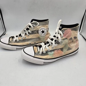CONVERSE ALL STAR CTAS Skull & Roses Floral Stripe Hi Tops unisex Size W-11 M-9 - Picture 1 of 7