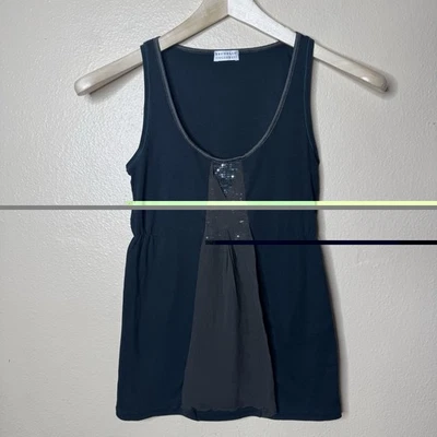 Camisa regata Brunello Cucinelli feminina pequena marrom verde sem mangas lantejoulas - Imagem 1 de 4