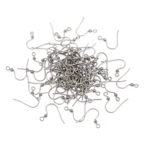 100pcs 304 Stainless Steel Earring Hooks Earwire For Jewelry Making 17x17.5mm - Picture 1 of 9