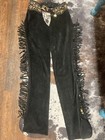 Katherine Baumann Western Black Leather Suede Designer Western Pleasure Chaps
