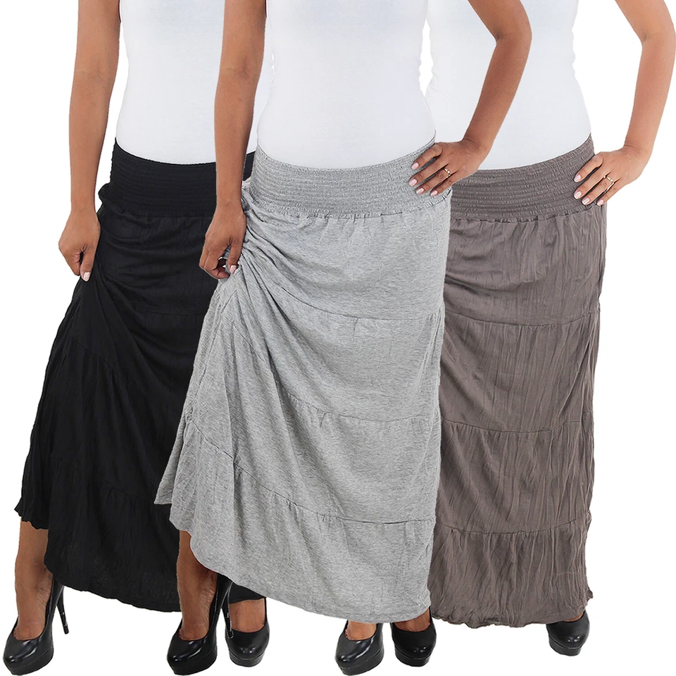 Faltenrock Strandrock Sommer Maxi Strand Lang Rock Maxirock Boho Sommerrock - Bild 1 von 1