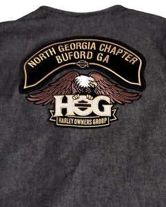Harley Owners Black Denim Motorrad Club Weste, Waffentasche, First MFG Rough Neck - Bild 1 von 9