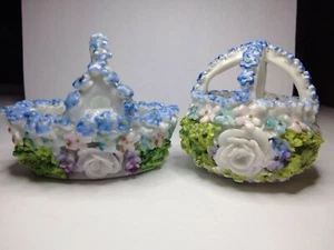JUEGO DE CESTA DE PORCELANA ANTIGUA MINIATURA ELFINWARE DE DOS ALEMANAS  - Imagen 1 de 11