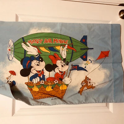 Funda de almohada plana doble 3 piezas Disney Mickey Mouse Air Mobile Dumbo Donald Foto 1 de 4