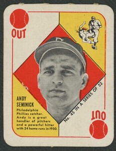 1951 Topps Red Back #45 Andy Seminick Philadelphia Phillies ~ VG/VGEX