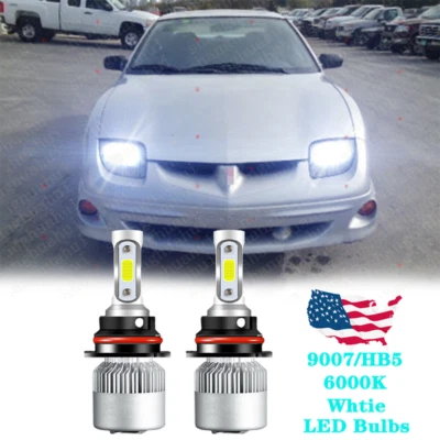 9007 LED Headlight High/Low Beam Bulbs Kit 6000K For Pontiac Sunfire 1995-2002 A - Image 1 of 4